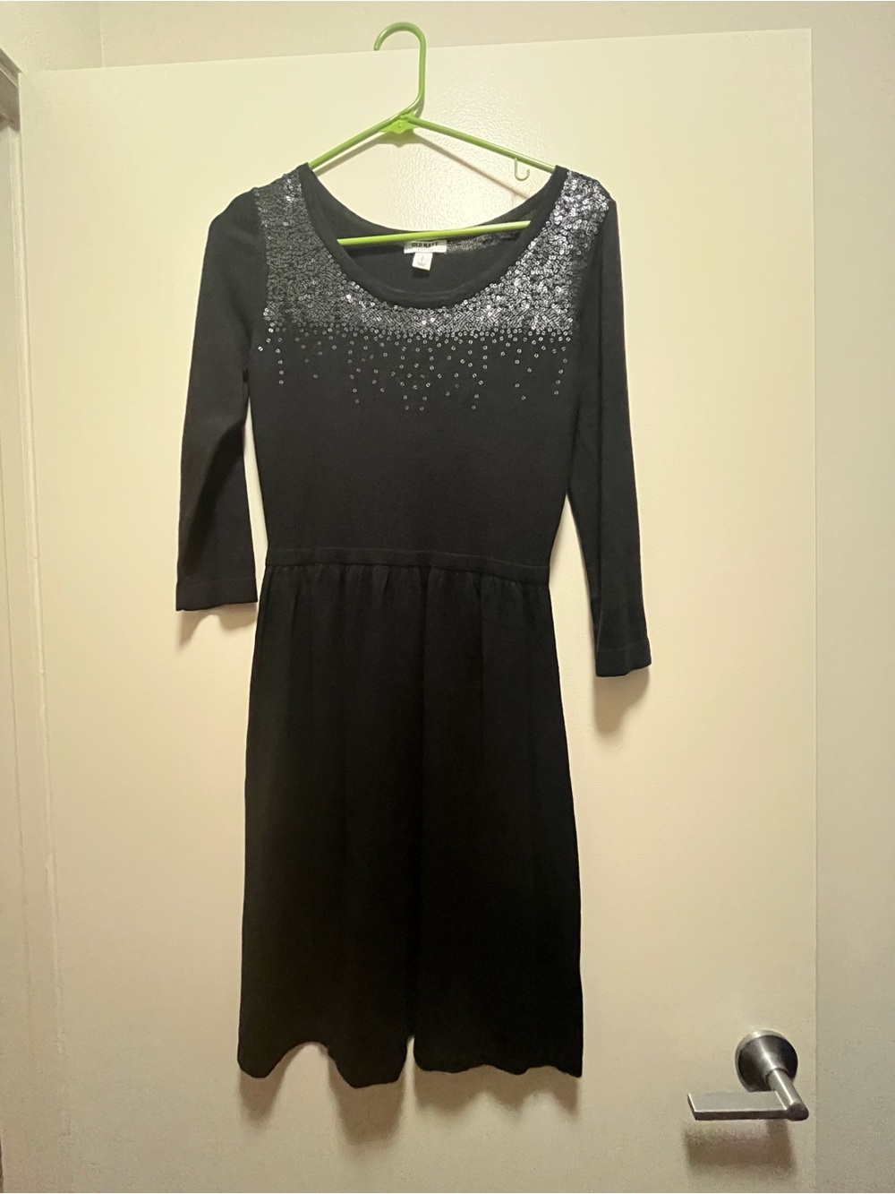 Old Navy Black Sequin 3/4 Sleeve Dress